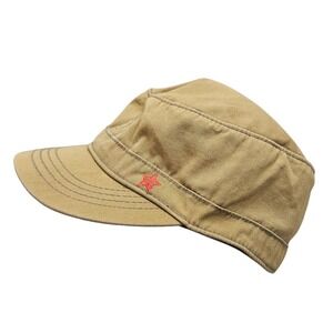 Broner Cadet Hat Mens Large Tan Cotton Red Star Military Cap Utility Streetwear